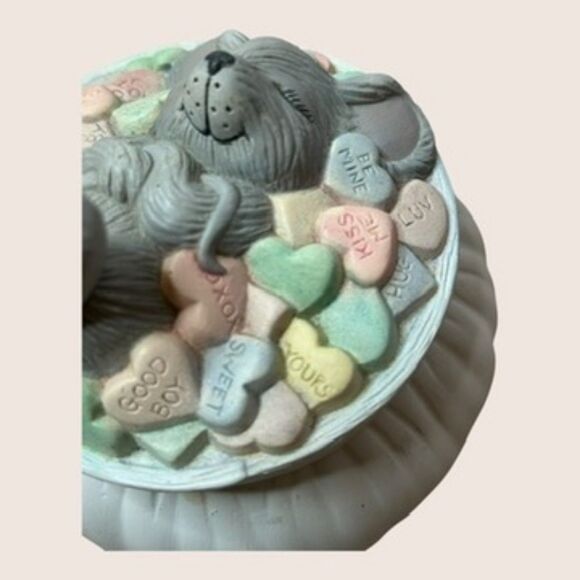 💘 VTG 1986 VALENTINE'S DAY MOUSE CONVERSATION HEARTS TRINKET BOX DONA'S MOLDS - Picture 3 of 7